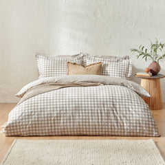 Barton Check Reversible Duvet Cover Set Natural