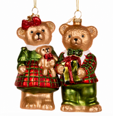 Bella & Beau Bear Glass Ornaments