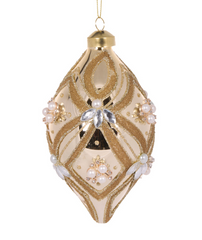 Champagne Beaded Drop Bauble 14cm