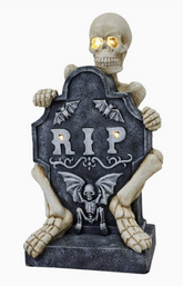 58cm Skeleton On Rip Tombstone with Solar Light