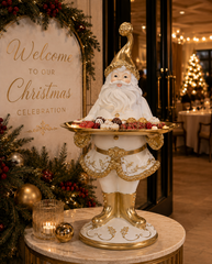 Champagne Holly Leaf Serving Santa