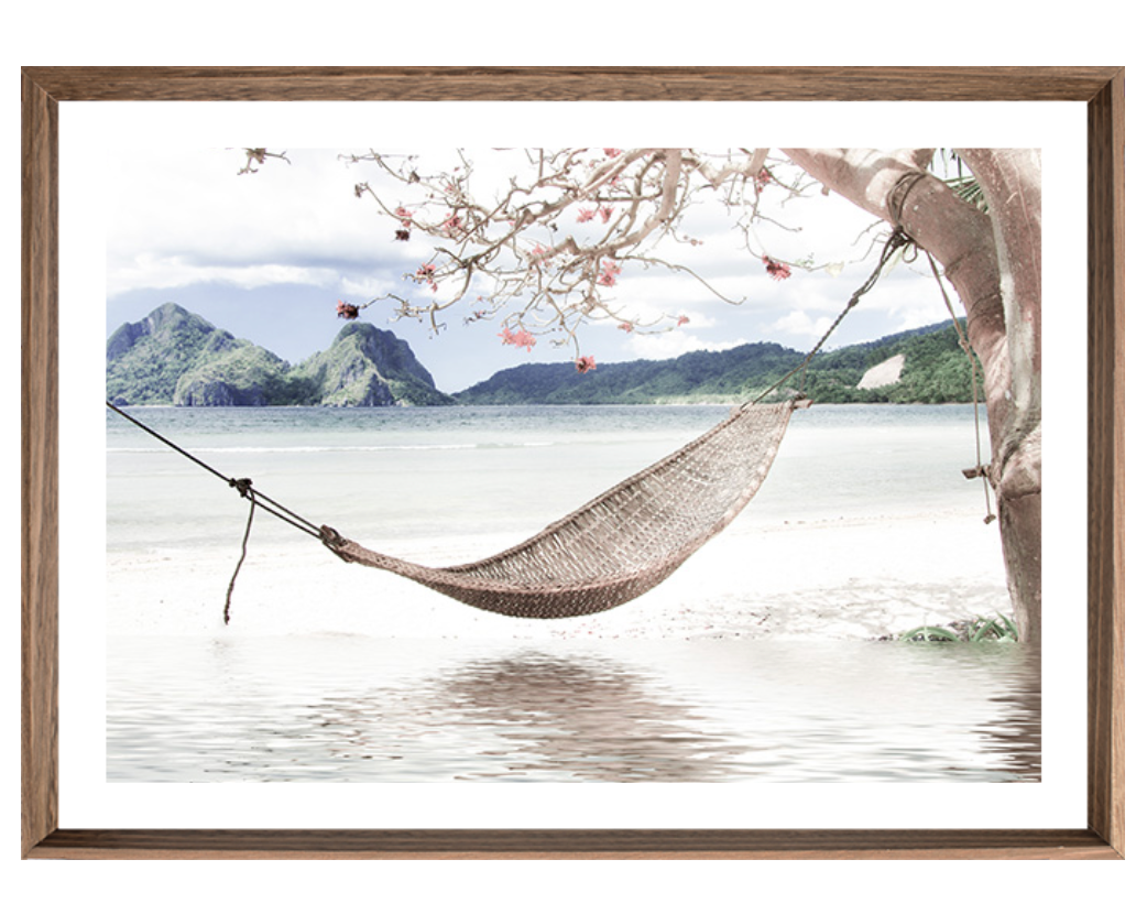 Beach Hammock  Framed Glass Print