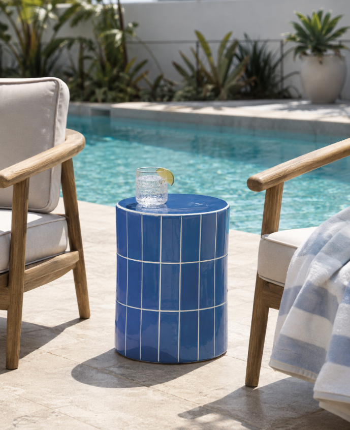 Boyd Ceramis Stool - Azure Blue